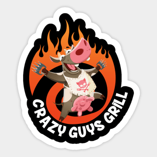 Crazy Guys Grill Cow Sticker